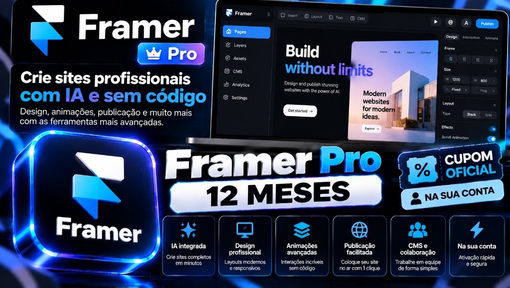 Framer Pro 12 Meses - Cupom Oficial