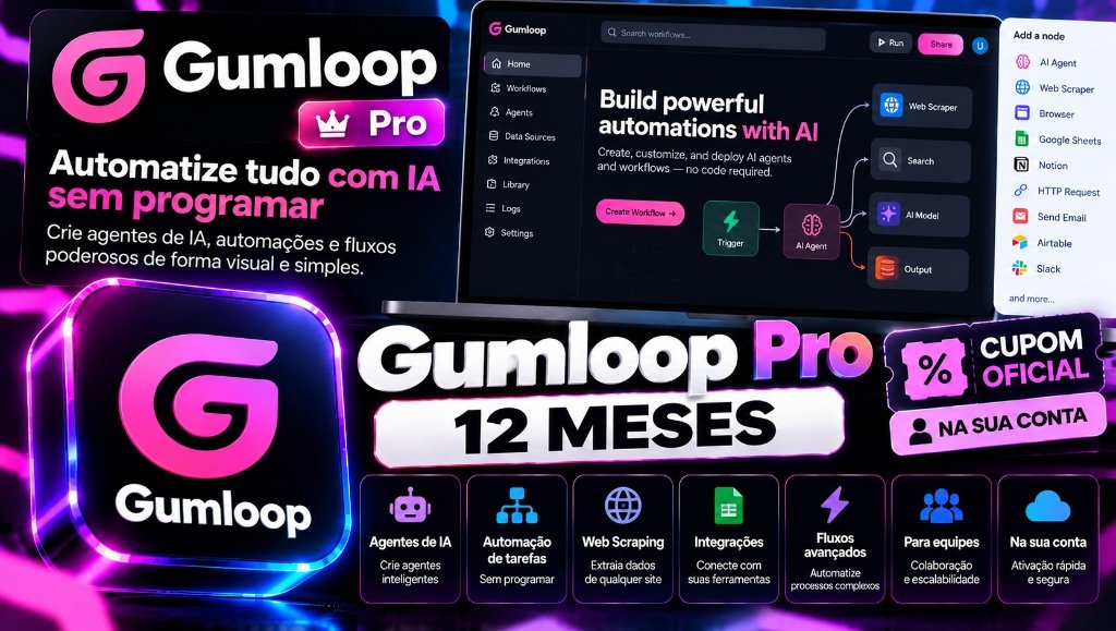 Gumloop Pro 12 Meses - Cupom Oficial