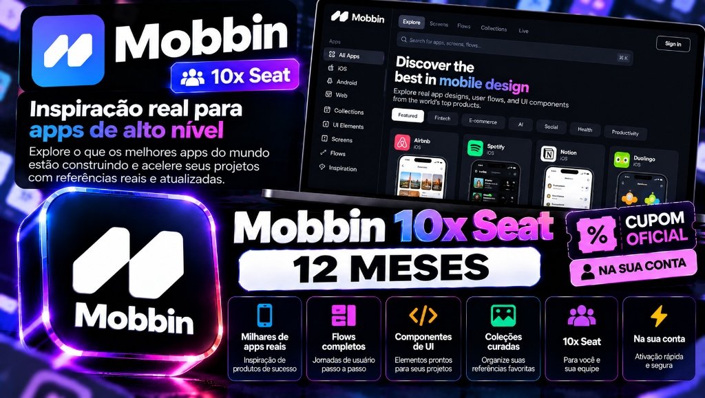 Mobbin 10x Seat 12 Meses - Cupom Oficial