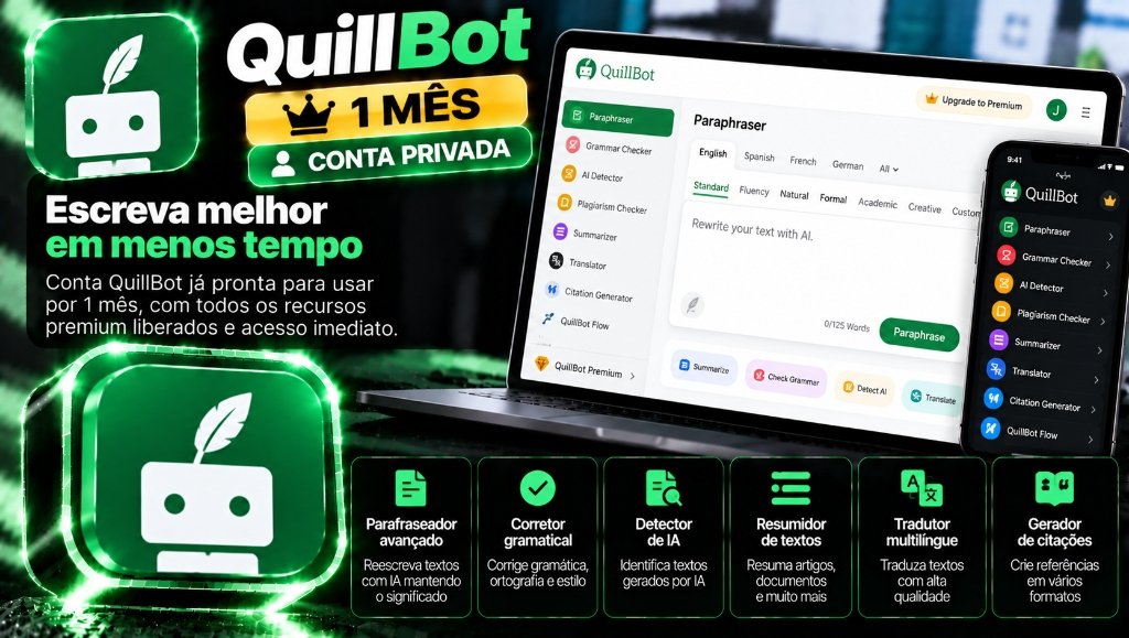 QuillBot Premium 1 Mês - Conta 100% Privada