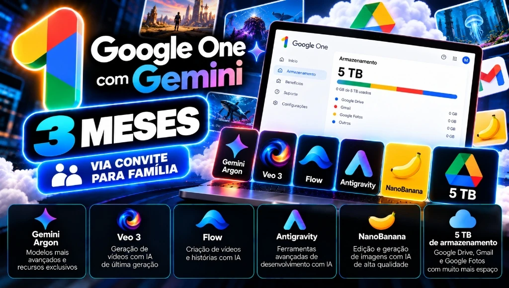 Google One AI Premium 5 TB 3 Meses - Convite Família