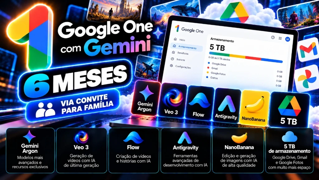 Google One AI Premium 5 TB 6 Meses - Convite Família