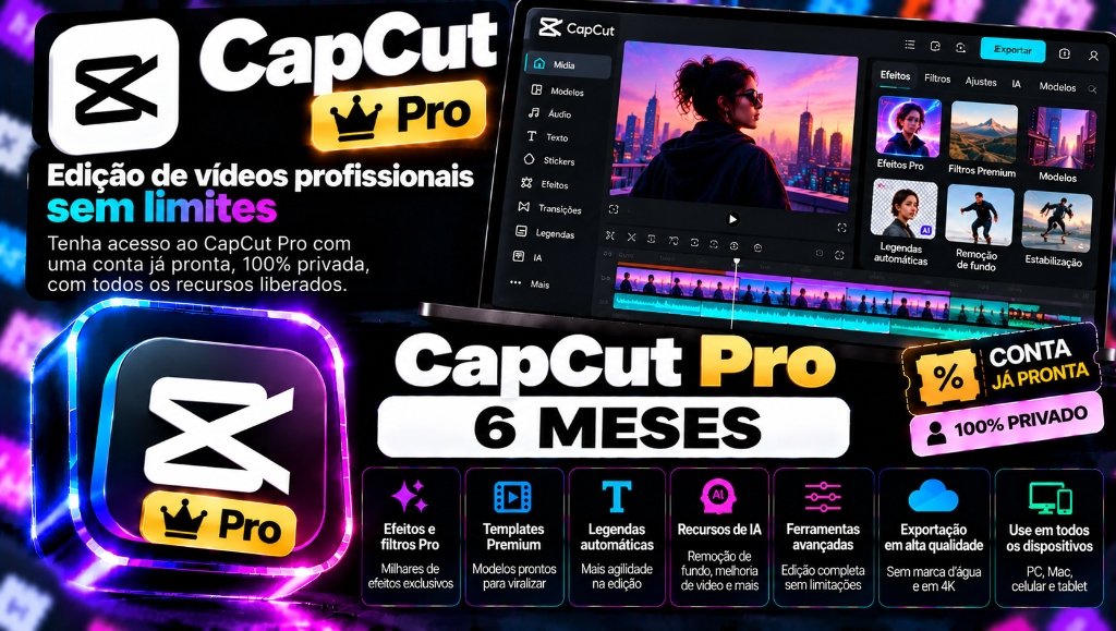 CapCut Pro 6 Meses - Conta 100% Privada